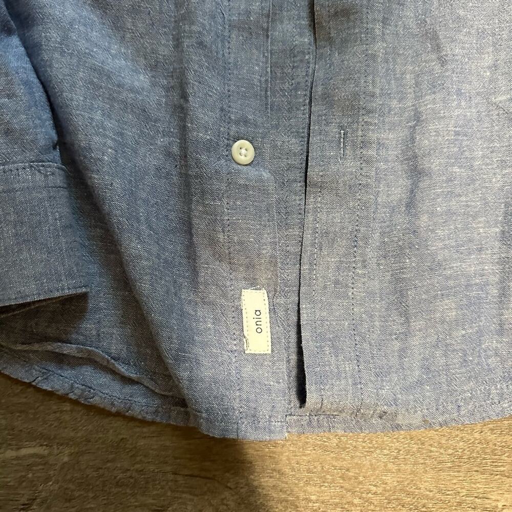 Onia Chambray Cotton Linen Button up XL NWOT - Picture 3 of 5
